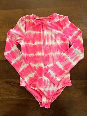GAP Kids Pink Tie Dye Long Sleeve Rash Guard Swimsuit XXL